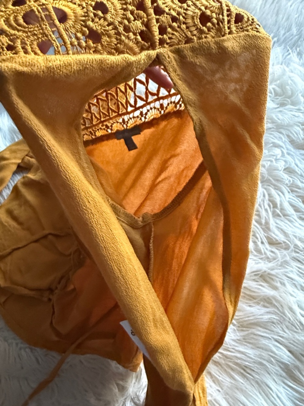💛TIE DETAIL COLD SHOULDER BLOUSE🧡 - Picture 8 of 8
